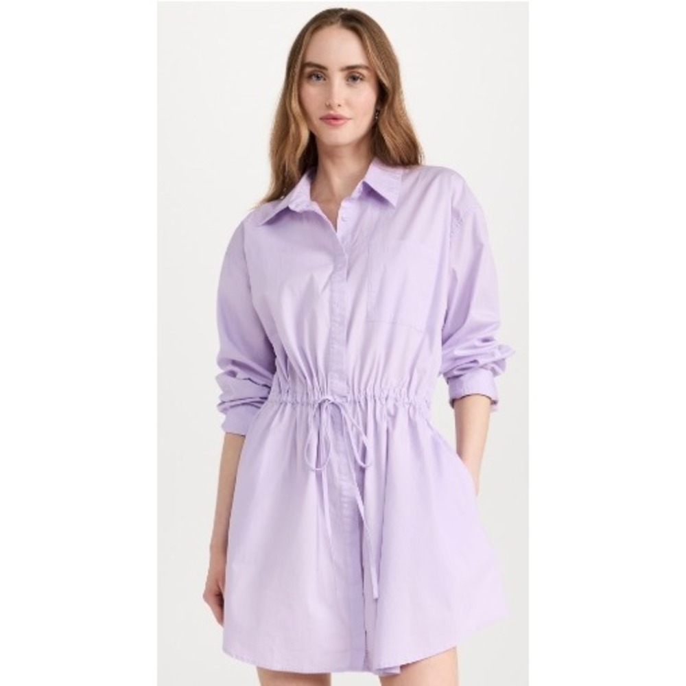 pistola Lilac Drawstring Shirt Mini Dress